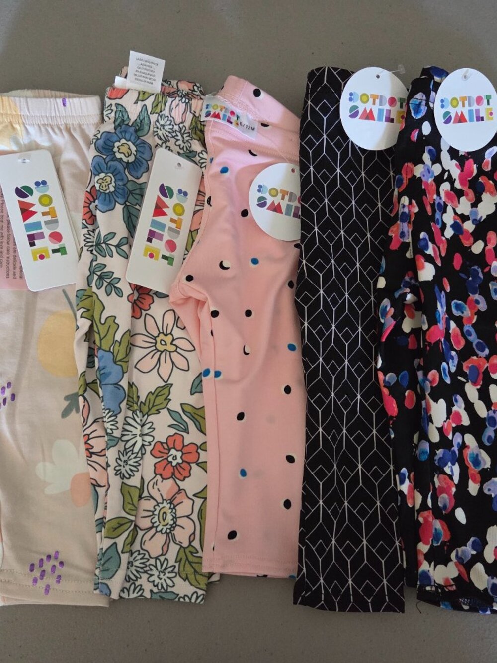 Dot Dot Smile Leggings Baby Girl's 6mo-12mo 5pc Lot Bundle Stretch Pants NWT